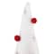 12" White Plush Christmas Cone Tree with Red Pompom Ornaments